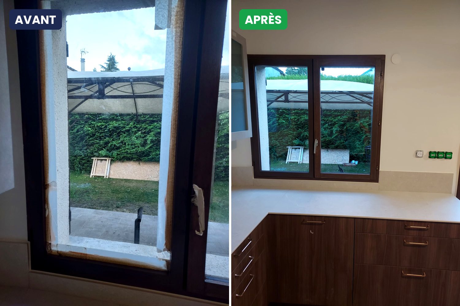 Avant / après nettoyage de vitres après travaux